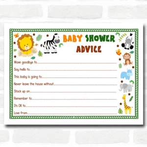 Jungle Baby Shower Games Advice To Parents Cards - Picture 1 of 1