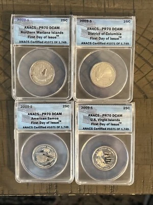 2009-S PR70 DCAM!!! Set Of 4 - Mariana, DC, American Samoa & US Virgin Islands - Image 1 of 4