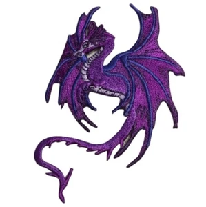 Fantasy Dragon Applique Patch - Purple, Good Luck, Power, Strength 4" (Iron on) - Picture 1 of 1