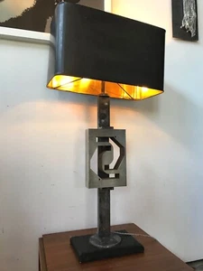 Lámpara de mesa alta brutalista de metal vintage - 1980s - Imagen 1 de 11