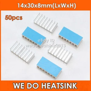 50pcs Silver 14*30*8mm Aluminum Heatsink Radiator Cooler With Thermal Pad - Afbeelding 1 van 6