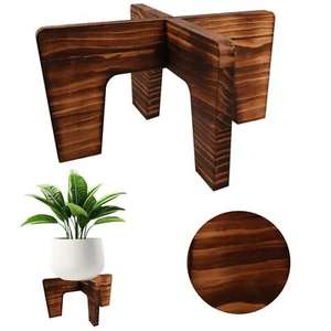 Plant Stand Indoor Short Plants Holder for 5-15 Inch Pot Brown Wood Archway - Picture 1 of 6
