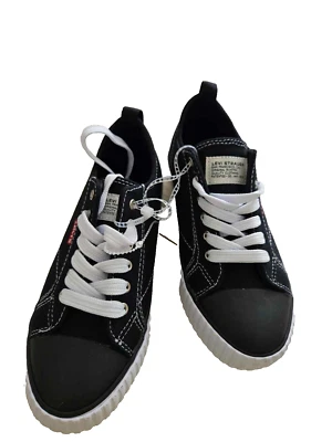 LEVIS Jóvenes Niños Niñas Tenis Clásicos Talla 3 Negro Canva Zapatos con Cordones NUEVO Foto 1 de 4