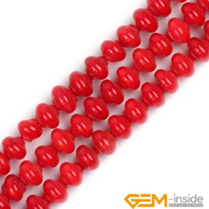 Red Coral Gemstone 5x6mm Lantern Spiral Shape Loose Beads For Jewelry Making 15" - Imagen 1 de 9