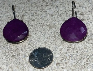 H226~ Pendientes de gancho colgantes de calcedonia y plata de ley .925 - Imagen 1 de 3