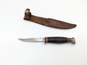 Vintage KA-BAR Kabar Fixed Blade Knife, With Leather Sheath 3”blade - Picture 1 of 12