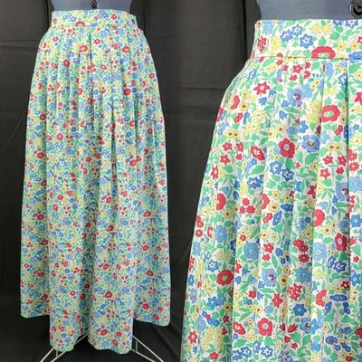 Falda plisada floral vintage azul/verde/rojo/amarillo con cierre lateral talla S/M? Foto 1 de 4