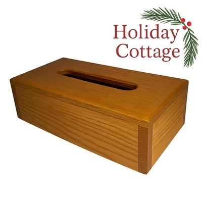 Cubierta de caja de pañuelos de madera maciza vintage - estilo mediados de siglo - carpintería artesanal Foto 1 de 4