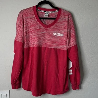 PINK Victoria's Secret Long Sleeve V-Neck Top Pullover Large Pink Color Sz M - Image 1 of 4