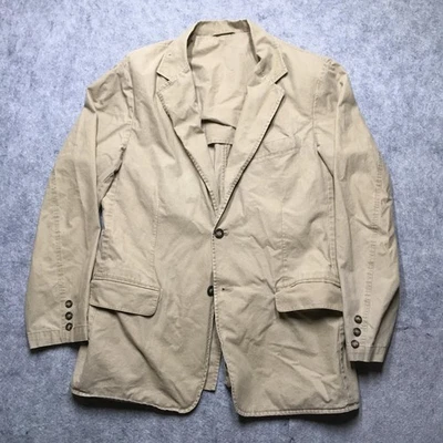 LL Bean Cotton Blazer Jacket Mens 42 Khaki Casual Sport Coat Shoulder Pads - Image 1 of 4