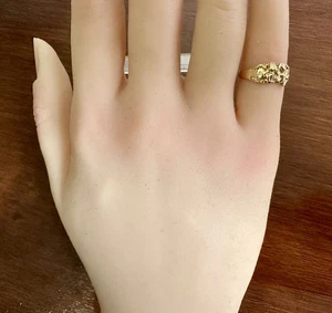 Vintage 14k Gelbgold Nugget Bandring Gr. 3,5 -3,75 - Bild 1 von 8