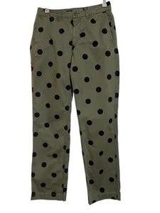 J. Pantalones chinos Crew para mujer de algodón verde negro a lunares talla 2T - Imagen 1 de 10