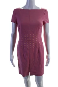 Escada Womens Short Sleeves Beaded Front Slit Pencil Dress Pink Size EUR 34 - Picture 1 of 4