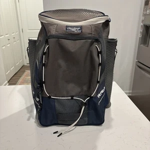 Rawlings Baseball Backpack The Mark of a Pro Gear Bag Gray Blue w/ Hook Bat Shoe - Picture 1 of 13