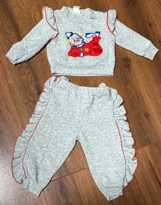 Sudadera Payaso Sudadera Vintage Años 80 Niñas Talla 12 Meses Con Volantes 2 Piezas  Foto 1 de 4