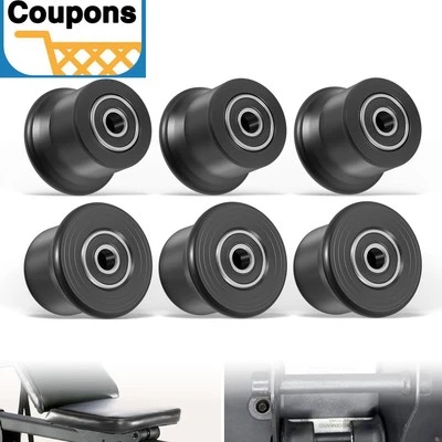 6 Pack Fits Bowflex Rolling Roller Seat Trolley Wheels for PR1000 Sport Conquest - Image 1 of 4