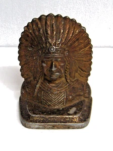 Antique Bookend Native American Indian Jennings Brothers Cast Metal Alloy 6"Tall - Picture 1 of 6