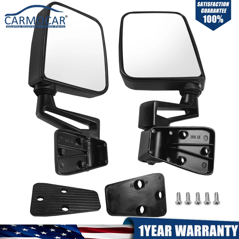 1 juego de espejos retrovisores manuales negros izquierda derecha para Jeep Wrangler 87-02 Foto 1 de 4