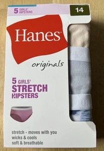 Hanes Girls Originals 5 Pack Stretch Hipster Panties Size 14 - Picture 1 of 15