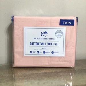 Southern Tide 100% Cotton Twill 3pc Twin Sheet Set Seashell Pink NWT - Picture 1 of 8