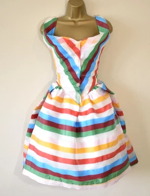 NUEVO VIVIENNE WESTWOOD Vestido Sábado Reino Unido 10 Rayas Corsé Look Fit & Flare Fiesta Foto 1 de 4