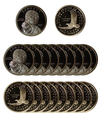 2002 -S Proof Dollar American Indian Sacagawea Gem Deep Cameo Roll 20 US Coins - Image 1 of 4