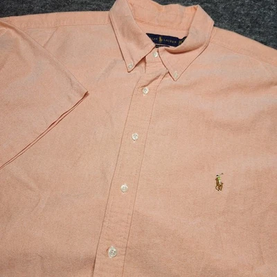 Рубашка на пуговицах мужская Ralph Lauren Classic Fit Peach Oxford короткий рукав 2XLT - Изображение 1 из 4