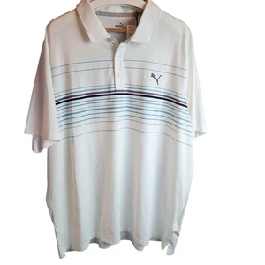 PUMA Men's Golf Polo UPF 40 White Purple Size 2XL Outdoor style 532977-15 NEW - Picture 1 of 14