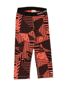 NIKE Womens Capri Leggings UK 10 Small Orange Geometric Polyester DB32 - Picture 1 of 3
