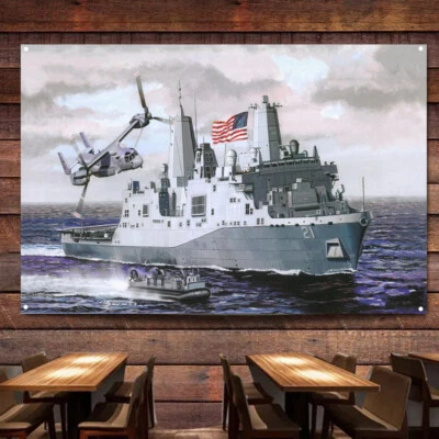 USS New York LPD-21 Battleship Poster & Prints Wall Hanging Flag Canvas Painting - Image 1 of 4