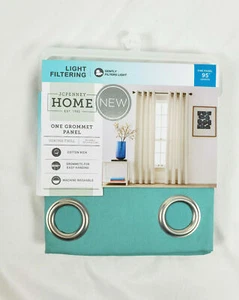 JCP Home Canton Green Verona Twill Solid Grommet Curtain Panel - 95", 108"       - Picture 1 of 5