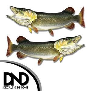 Pike - Fish Decal Fishing Hunting Tackle Box Bumper Sticker "3in SET" F-0470 D& - Picture 1 of 1