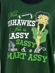 Seattle Seahawks Lady's Green Fan T-Shirt XXL Classy Sassy Betty Boop - Picture 1 of 6