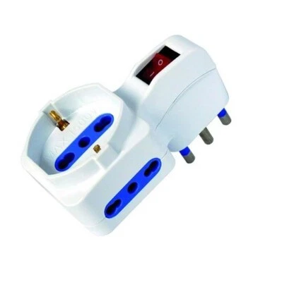 MULTIPRESA CIABATTA ELETTRICA TRIPLA 3 PRESE UNIVERSALI SCHUKO 16A INTERRUTTORE - Immagine 1 di 4