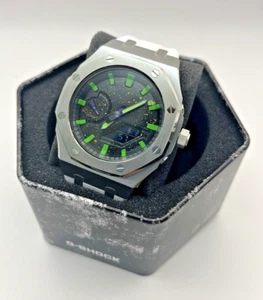 Casio G-Shock GA2100-1A1 Custom Face w/ Neon Green Purple colors - Picture 1 of 6