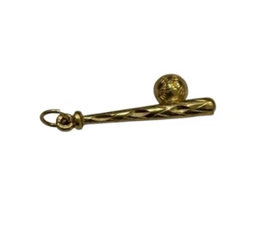 Baseball Bat Ball Sports Charm Necklace Gold Color Pendant No Chain New - Picture 1 of 2