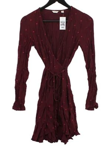 Jack Wills Women's Midi Dress UK 10 Red 100% Viscose Wrap Dress - Picture 1 of 5