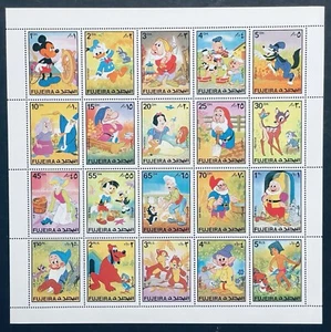 FUJEIRA DISNEY STAMPS SHEET OF 20 MNH 1972 MICKEY SNOW WHITE BAMBI JUNGLE BOOK - Picture 1 of 1