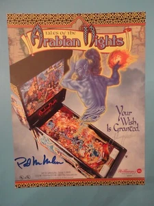 Folleto autografiado de Williams de Tales of the Arabian Nights máquina de pinball volante - Imagen 1 de 3