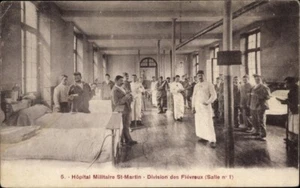 WWI c.1914 St. Martin Military HOSPITAL, Paris X, Fever Patients Division; NM - Bild 1 von 2