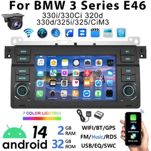 Android 14 Car Stereo Radio CarPlay For BMW 3 Series E46 330i 320d 325i 325Ci M3 - Picture 1 of 14