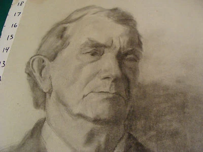 vintage Drawing: OLDER MAN signed BOWERS aprox 12 x 19" early 1900's GREAT  Foto 1 de 3