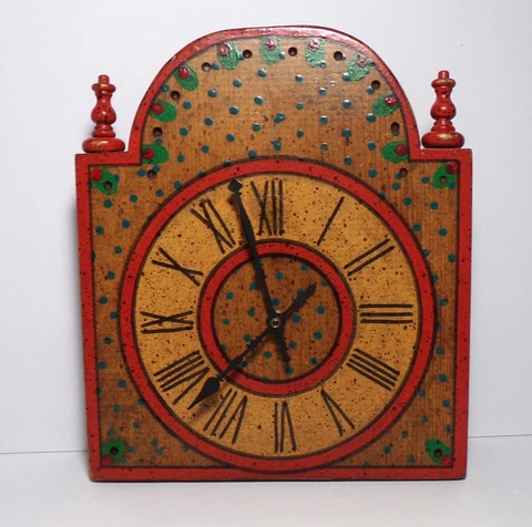 VINTAGE COUNTRY KITCHEN WOOD WALL CLOCK WORKING Cover