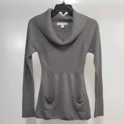 Love By Design Womens L Pullover Sweater Gray Long Sleeve Cowl Neck Pockets - Image 1 of 4