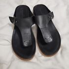 Naked Feet Women's Hadid Leather Flip Sandals Cork Soles Black Size 8 M