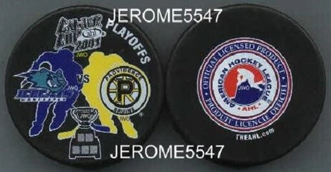 2001 WORCESTER ICECATS vs PROVIDENCE BRUINS CALDER CUP PLAYOFF PUCK - #4L Cover