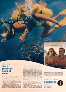 AQUA-LUNG SCUBA/DIVING EQUIPMENT—U.S. DIVERS CO—VINTAGE 1967 MAGAZINE PRINT AD - Picture 1 of 1