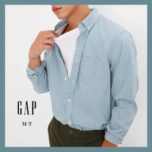 Neu mit Etikett - GAP Herren All Day Popeline Hemd in Standard Passform, grün Gingham, M Tall - $ 59 - Bild 1 von 4