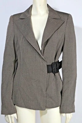 Chaqueta Blazer Emporio Armani Vintage Gris Beige Cinturón Talla 10 Clásica Chic Lujo Foto 1 de 4
