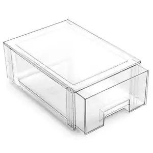 Clear Stackable Storage Drawers Large Bathroom Vanity Cabinet Organizer Bins - Picture 1 of 12